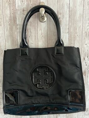 Tory Burch Black Mini Ella Tote Bag Purse Classic Preppy